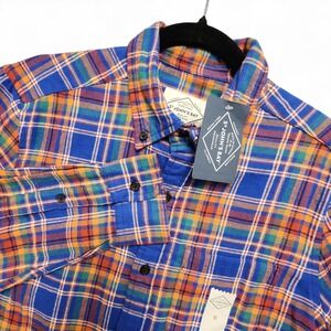 St Johns‎ Bay Flannel Shirt Mens Small Madras Plaid Super Soft Lightweight NEW